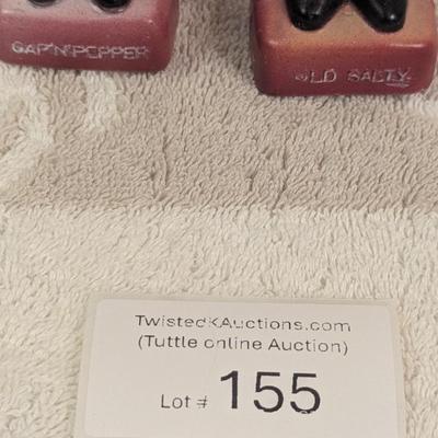 Plastic salt and pepper shaker set- Old salty & Cap'n pepper