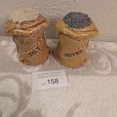 burlap grain sack ceramic salt and pepper shaker