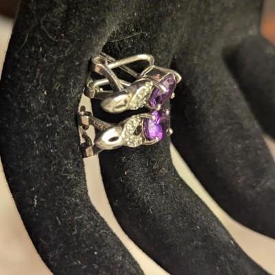 925 sterling silver dangle earrings with purple stones
