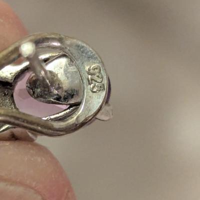 925 sterling silver dangle earrings with purple stones