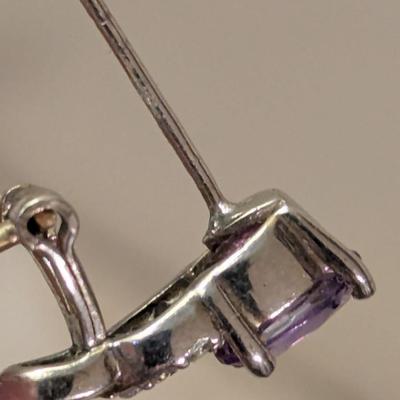 925 sterling silver dangle earrings with purple stones