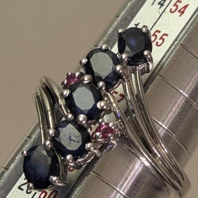 925 silver sts ring size 8.25 dark blue stones