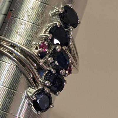 925 silver sts ring size 8.25 dark blue stones