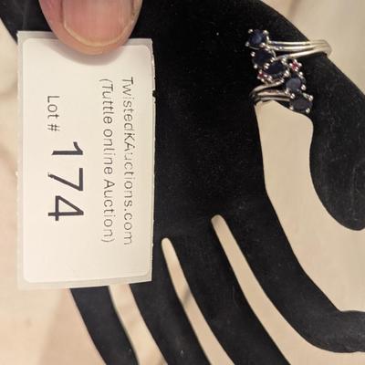 925 silver sts ring size 8.25 dark blue stones