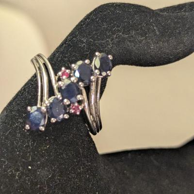 925 silver sts ring size 8.25 dark blue stones