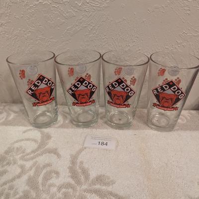 red dog beer glasses set of 4