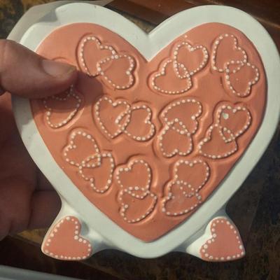 vintage hand-painted ceramic mouse heart-shaped planter or vase.