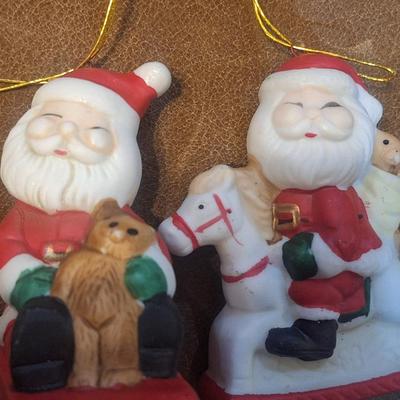 vintage ceramic Santa ornaments