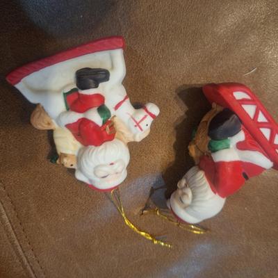 vintage ceramic Santa ornaments