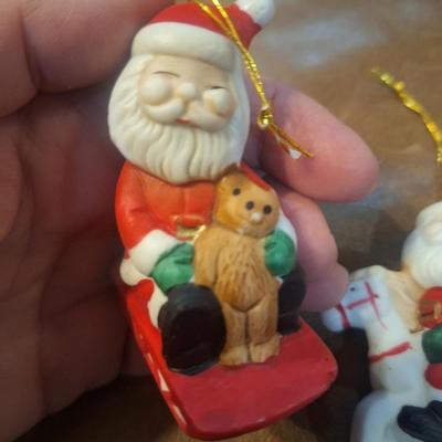 vintage ceramic Santa ornaments