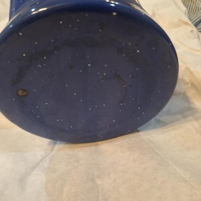 Grip blue enamel outdoor coffee maker campfire pot with strainer to spout