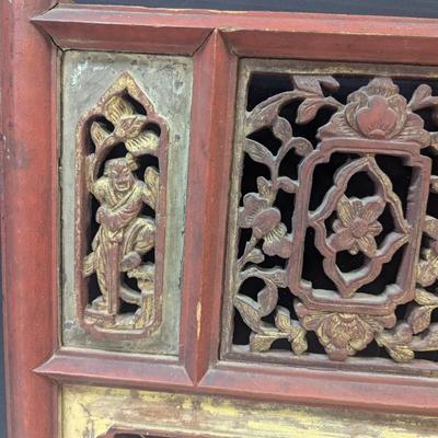 Antique Chinese Carved Wooden Temple Panel