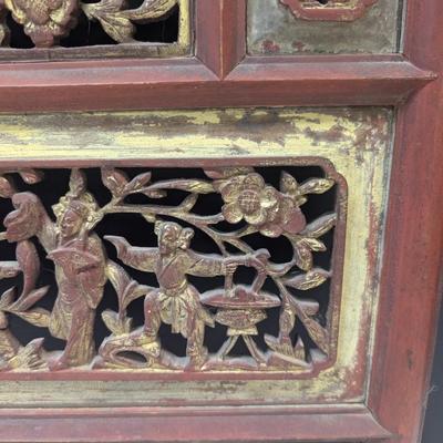 Antique Chinese Carved Wooden Temple Panel