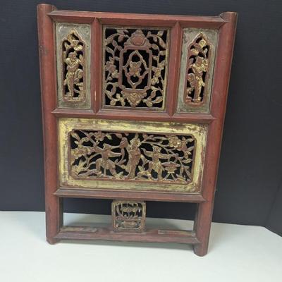 Antique Chinese Carved Wooden Temple Panel