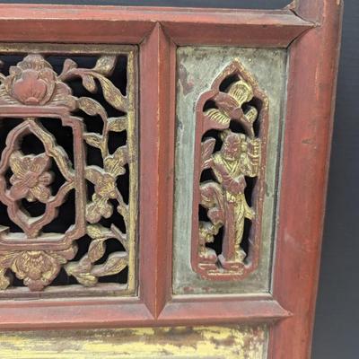 Antique Chinese Carved Wooden Temple Panel