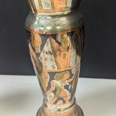 Vintage Brass Vase Engraved Egyptian Vases Engraved Copper Hieroglyphics