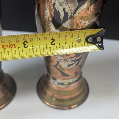 Vintage Brass Vase Engraved Egyptian Vases Engraved Copper Hieroglyphics