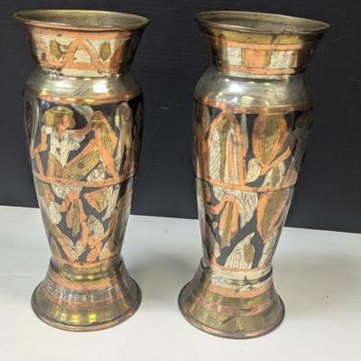 Vintage Brass Vase Engraved Egyptian Vases Engraved Copper Hieroglyphics