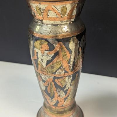 Vintage Brass Vase Engraved Egyptian Vases Engraved Copper Hieroglyphics