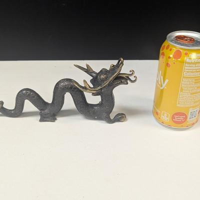 Vintage Brass Chinese Dragon Sculpture Statue