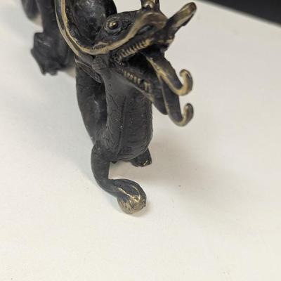 Vintage Brass Chinese Dragon Sculpture Statue
