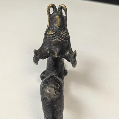 Vintage Brass Chinese Dragon Sculpture Statue
