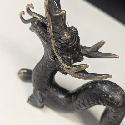 Vintage Brass Chinese Dragon Sculpture Statue