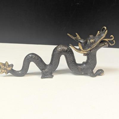 Vintage Brass Chinese Dragon Sculpture Statue