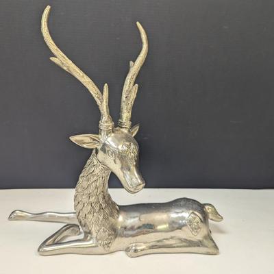 Brass Resting Deer Sculpture