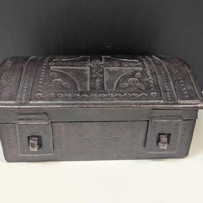 Vintage Leather Vintage Trinket Box with Felt Lining
