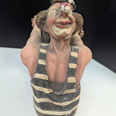 Hanging Painted Clown Sculpture