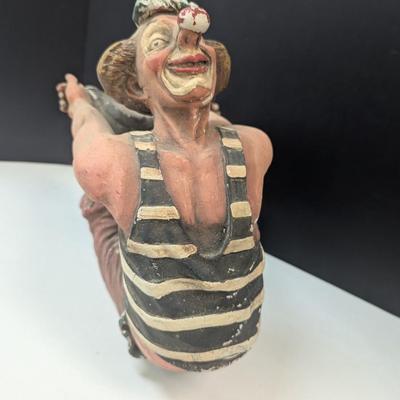 Hanging Painted Clown Sculpture