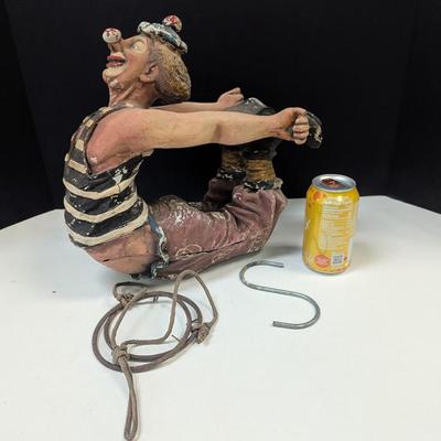 Hanging Painted Clown Sculpture