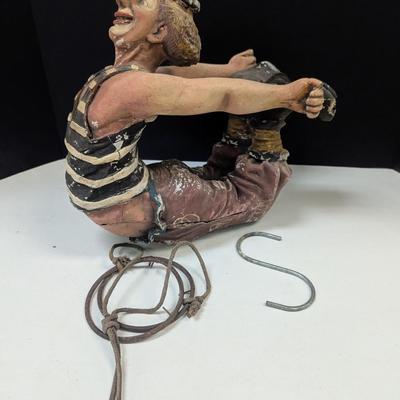 Hanging Painted Clown Sculpture