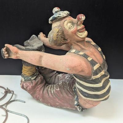 Hanging Painted Clown Sculpture