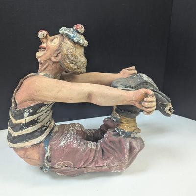 Hanging Painted Clown Sculpture