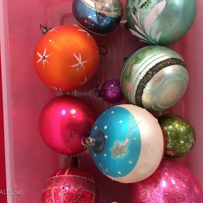 Lot Vintage Christmas Bulbs Glass Satin Decorated 