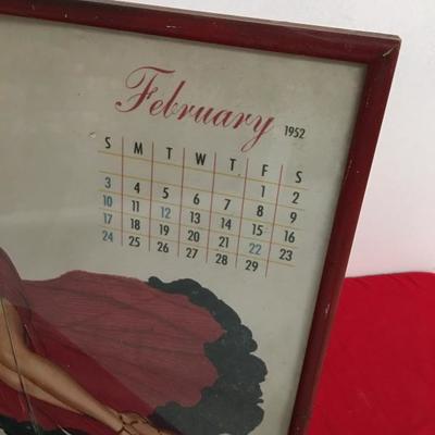 Vintage Framed PIN-UP Girl Calendar 1952