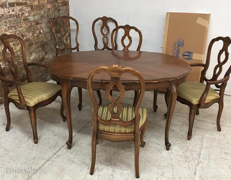 Thomasville Dining Table 6 Chairs 2 Leaves French Provencal Style EstateSales
