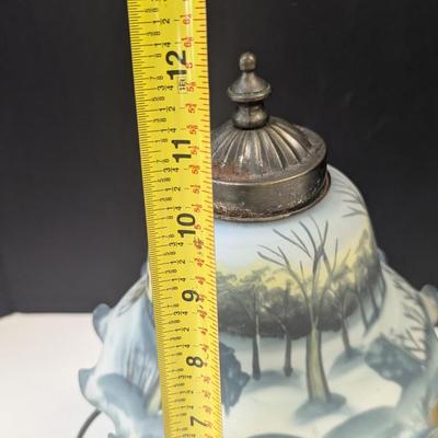 American Winter Scene Currier & Ives Glass Lamp - Works