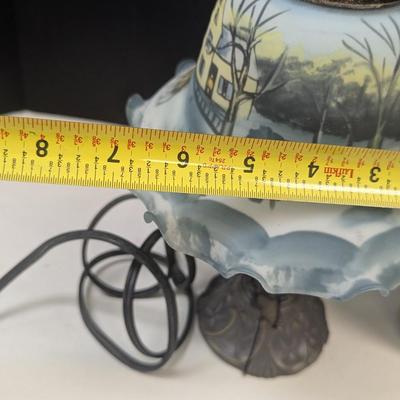 American Winter Scene Currier & Ives Glass Lamp - Works
