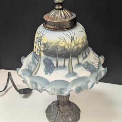 American Winter Scene Currier & Ives Glass Lamp - Works