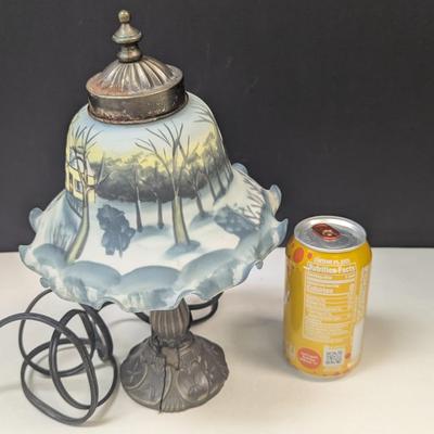 American Winter Scene Currier & Ives Glass Lamp - Works