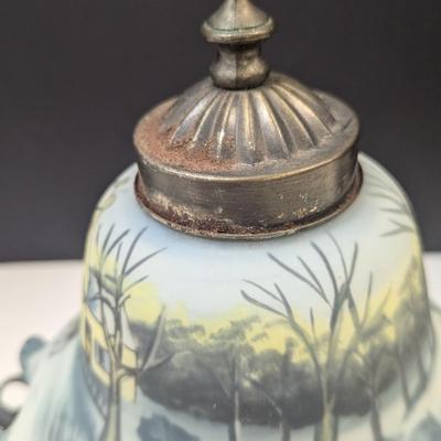 American Winter Scene Currier & Ives Glass Lamp - Works