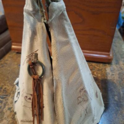 miniature decorative teepee collectible- opens to display people inside