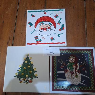 2 Christmas themed ceramic tiles