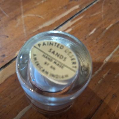 Native American "Painted Desert Sands" sand art shot glass.