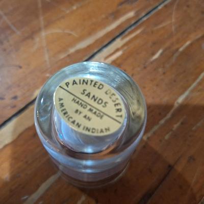 Native American "Painted Desert Sands" sand art shot glass.