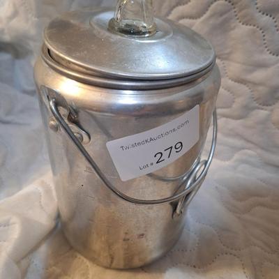 vintage or camping aluminum coffee percolator.