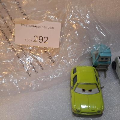 die-cast vehicles from the Disney/Pixar Cars franchise, Flo, Ramon and others.